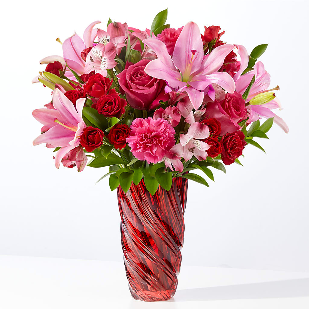 In Love Bouquet with Luxe Swirl Vase – Flowersonsunday.com, Tontitown AR