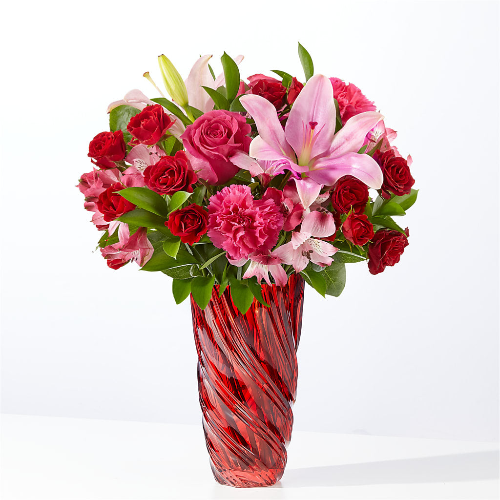In Love Bouquet with Luxe Swirl Vase – Flowersonsunday.com, Tontitown AR