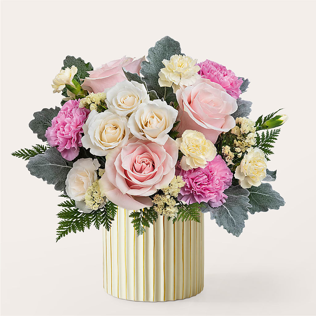 Blissful Moments Bouquet with Ivory Vase – Flowersonsunday.com, Tontitown AR