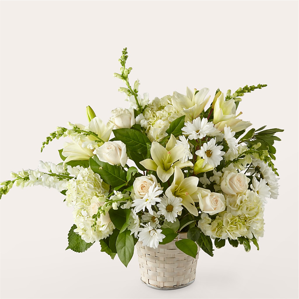 Ivory Elegance Floral Basket – Flowersonsunday.com, Tontitown AR