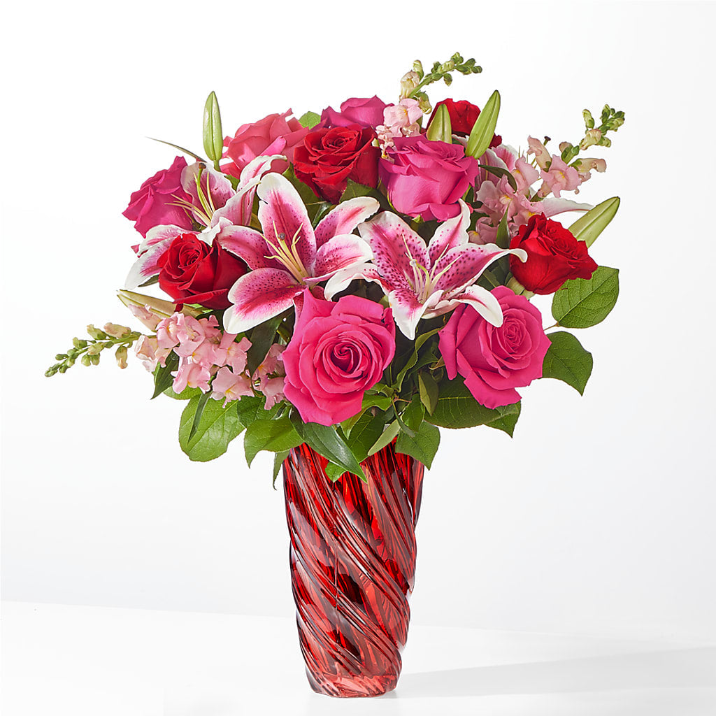 Always You Bouquet with Luxe Swirl Vase – Flowersonsunday.com, Tontitown AR