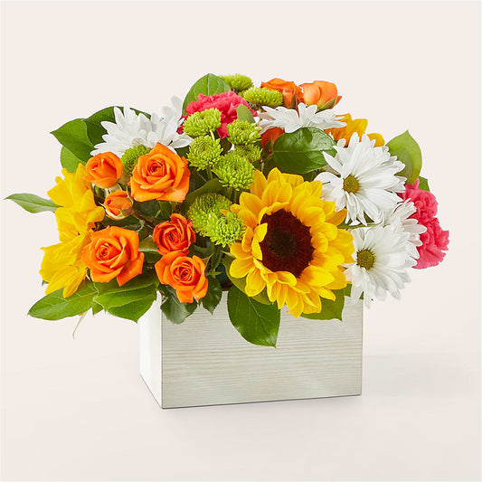 Sun-drenched Blooms Box Bouquet –  Flowersonsunday.com, Tontitown AR