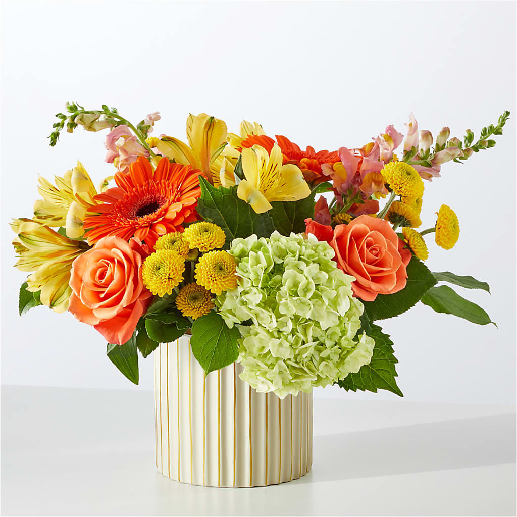 Autumn Sunshine Bouquet with Ivory Vase –  Flowersonsunday.com, Tontitown AR