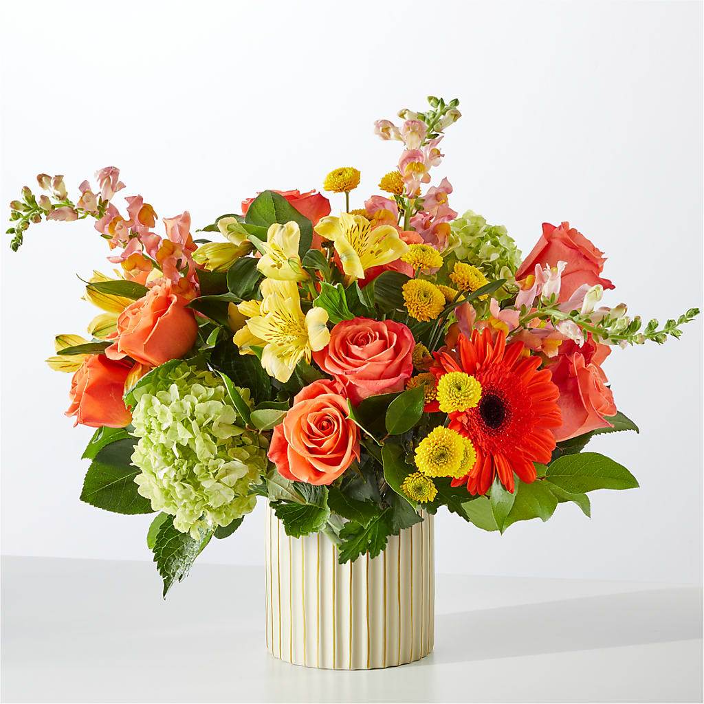 Autumn Sunshine Bouquet with Ivory Vase –  Flowersonsunday.com, Tontitown AR
