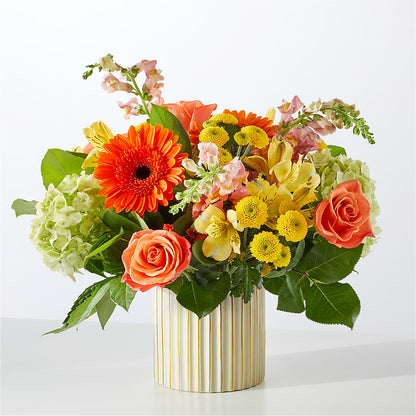 Autumn Sunshine Bouquet with Ivory Vase –  Flowersonsunday.com, Tontitown AR