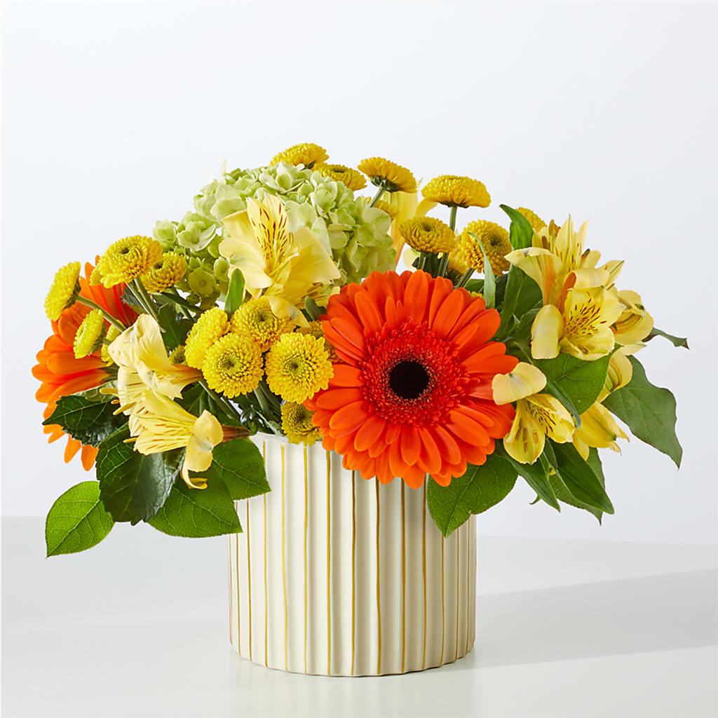 Autumn Sunshine Bouquet with Ivory Vase –  Flowersonsunday.com, Tontitown AR