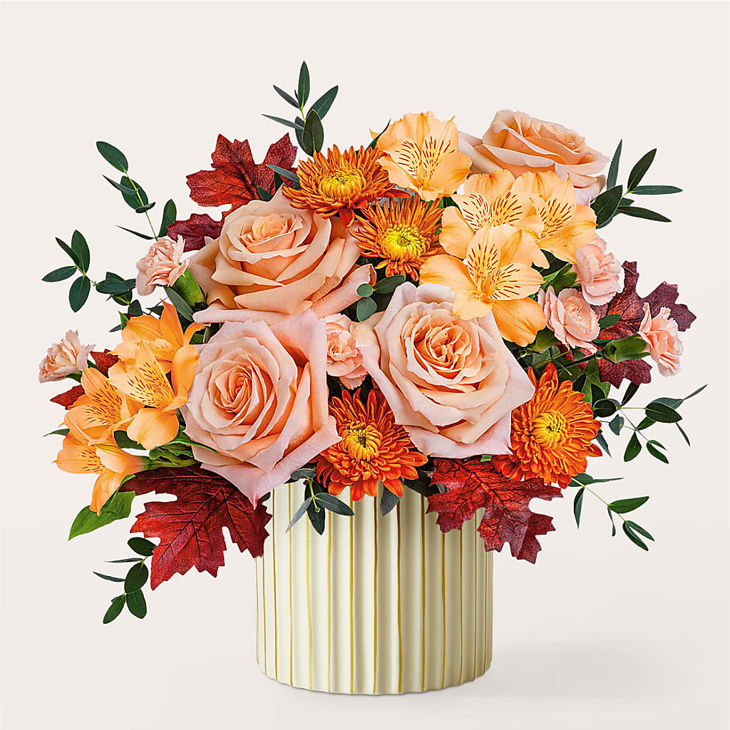 Spiced Latte Bouquet with Ivory Vase –  Flowersonsunday.com, Tontitown AR
