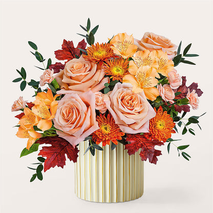Spiced Latte Bouquet with Ivory Vase –  Flowersonsunday.com, Tontitown AR