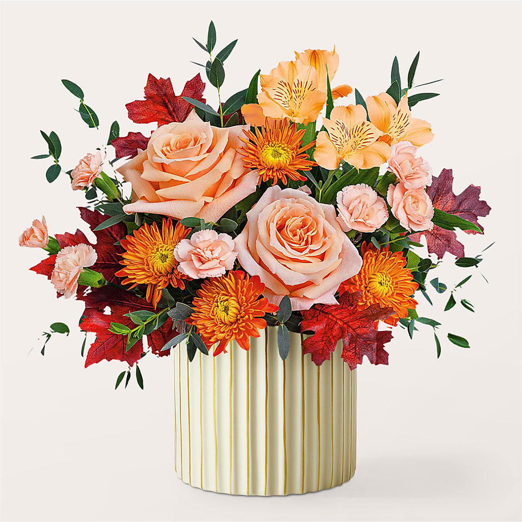 Spiced Latte Bouquet with Ivory Vase –  Flowersonsunday.com, Tontitown AR